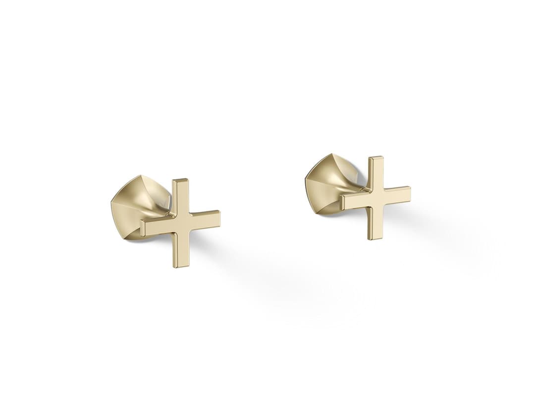 Kohler Occasion Wall-mount bathroom sink faucet Cross handle trim, 1.2 gpm - Vibrant French Gold by Kohler