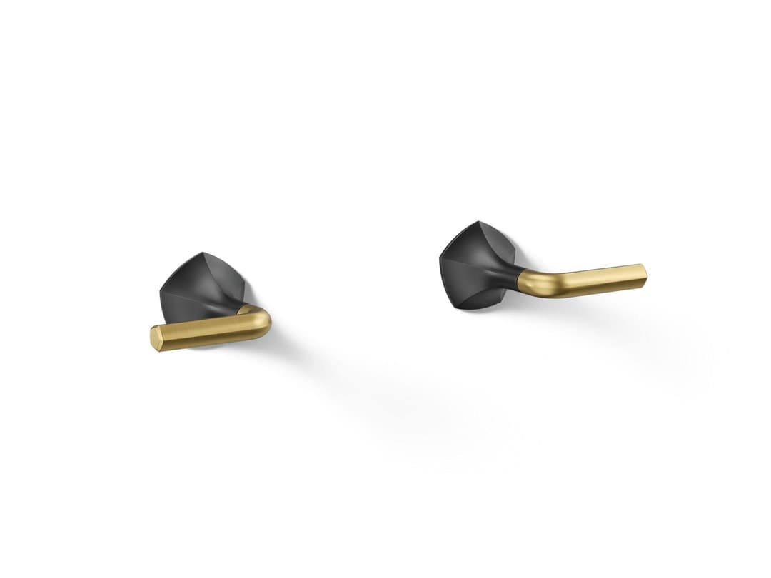 Kohler Occasion Wall-mount bathroom sink faucet Lever handle trim, 1.2 gpm - Matte Black With Brushed Moderne Brass by Kohler