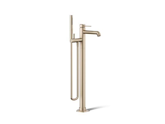 Kohler Occasion Floor-mount bath filler trim with handshower - Vibrant Brushed Bronze