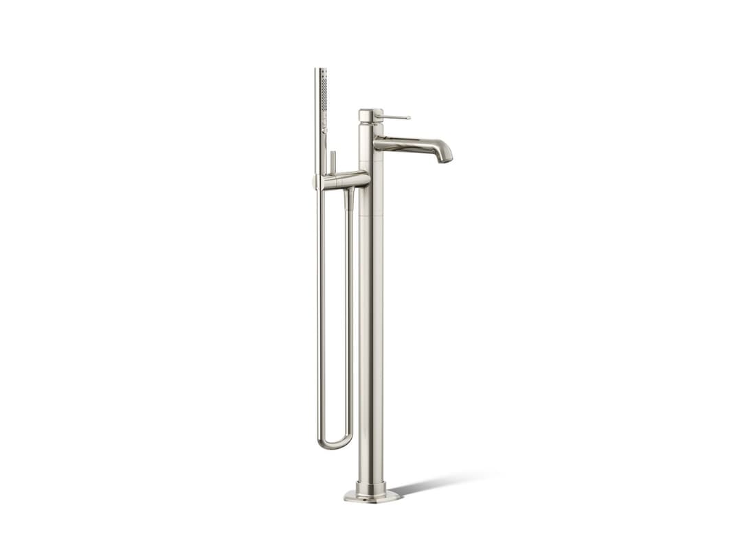 Kohler Occasion Floor-mount bath filler trim with handshower - Vibrant Polished Nickel by Kohler