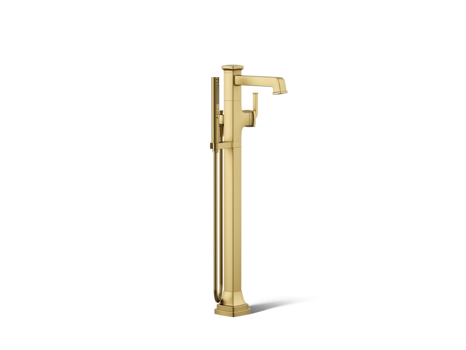 Kohler Riff Floor-mount bath filler trim with handshower - Vibrant Brushed Moderne Brass by Kohler