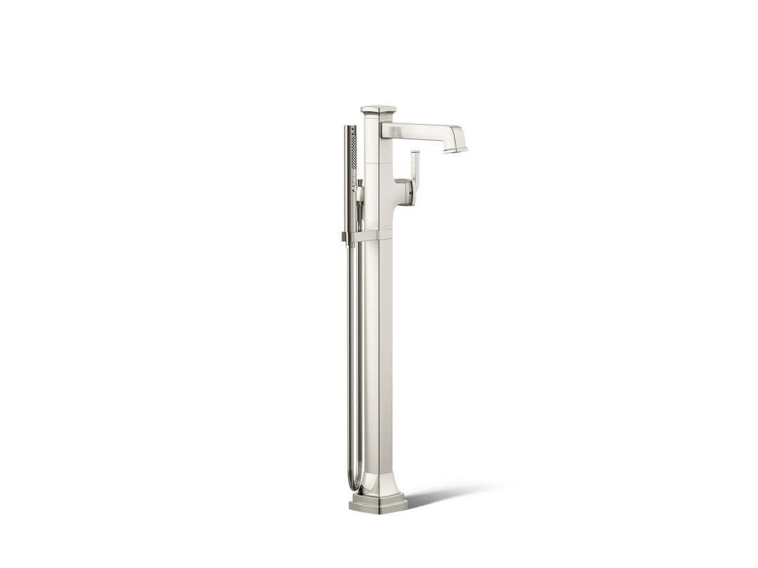 Kohler Riff Floor-mount bath filler trim with handshower - Vibrant Polished Nickel by Kohler