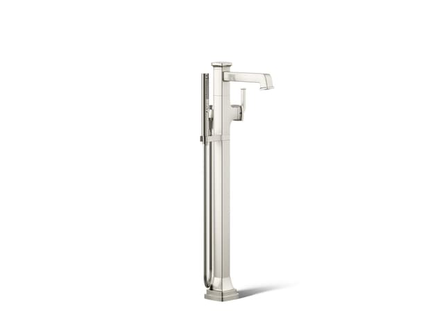 Kohler Riff Floor-mount bath filler trim with handshower - Vibrant Polished Nickel