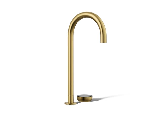Kohler Aquifer 4-in-1 Tall Arc Beverage Faucet Vibrant Brushed Moderne Brass