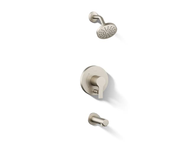 Kohler Elate Rite-Temp Bath And Shower Trim Kit With Push-Button Diverter 1.5 GPM - Vibrant Brushed Nickel