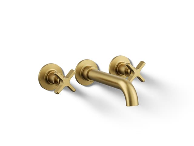 Kohler CastiaE by Studio McGee Wall-mount bath faucet trim - Vibrant Brushed Moderne Brass