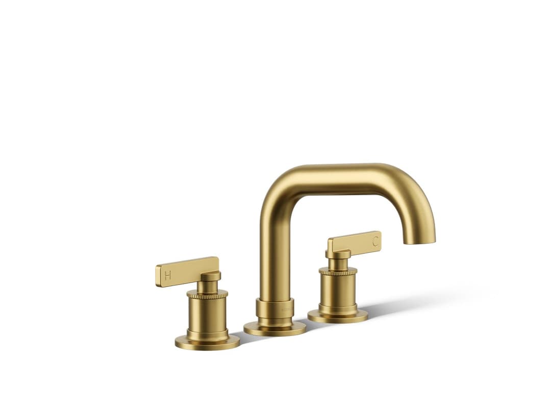 Kohler CastiaE by Studio McGee Deck-mount bath faucet trim - Vibrant Brushed Moderne Brass by Kohler