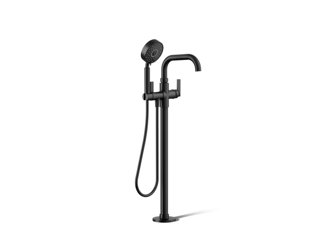 Kohler CastiaE by Studio McGee Floor-mount bath filler trim with handshower - Matte Black by Kohler
