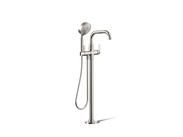 Kohler CastiaE by Studio McGee Floor-mount bath filler trim with handshower - Vibrant Polished Nickel