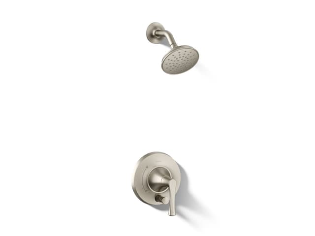 Kohler BuckleyE Rite-Temp shower trim kit with push-button diverter, 1.5 gpm - Vibrant Brushed Nickel
