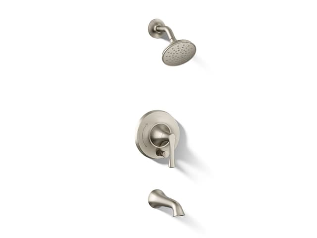 Kohler BuckleyE Rite-Temp bath and shower trim kit with push-button diverter, 1.5 gpm - Vibrant Brushed Nickel