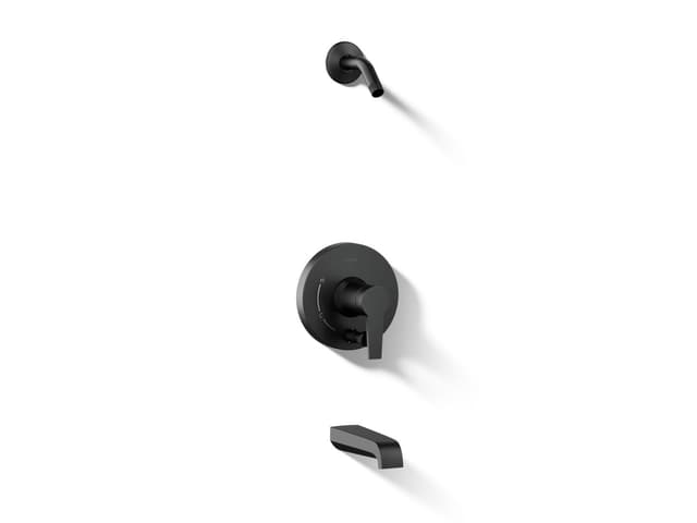 Kohler Pitch Rite-Temp bath and shower trim kit with push-button diverter, without showerhead - Matte Black