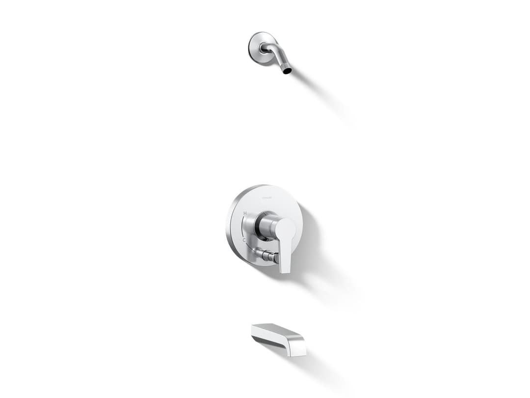 Kohler Pitch Rite-Temp bath and shower trim kit with push-button diverter, without showerhead - Polished Chrome by Kohler