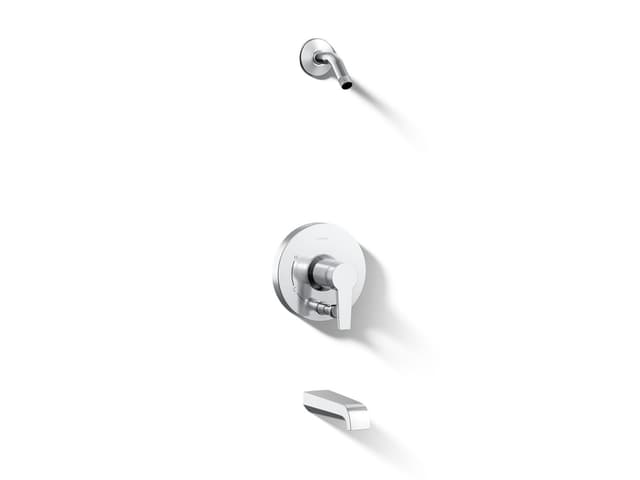 Kohler Pitch Rite-Temp bath and shower trim kit with push-button diverter, without showerhead - Polished Chrome