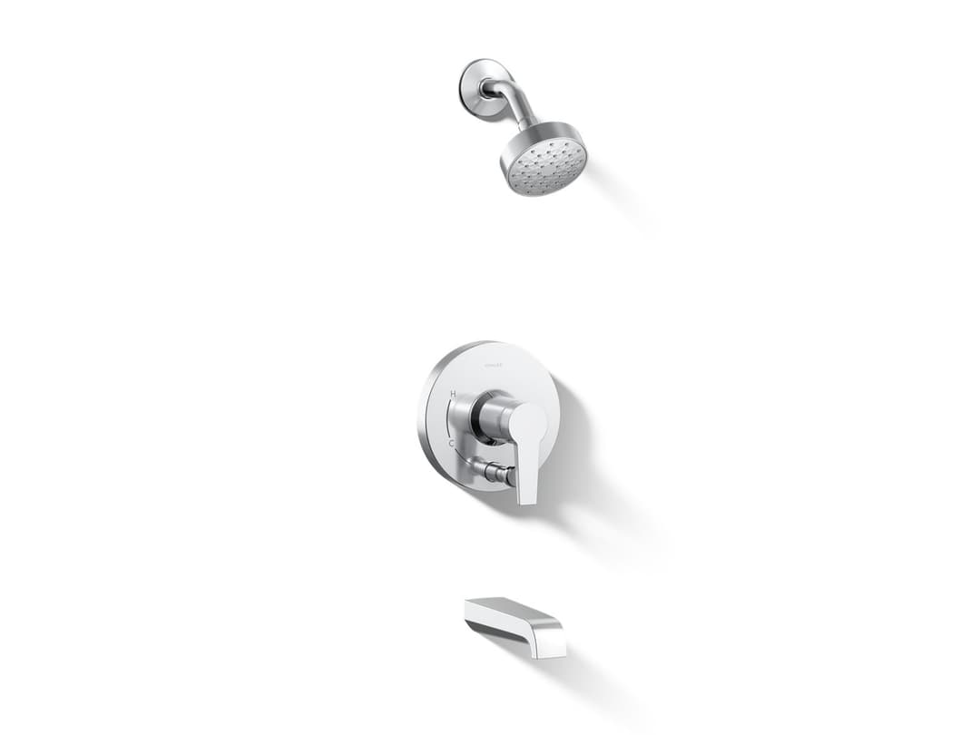 Kohler Pitch Rite-Temp bath and shower trim kit with push-button diverter, 1.75 gpm - Polished Chrome by Kohler