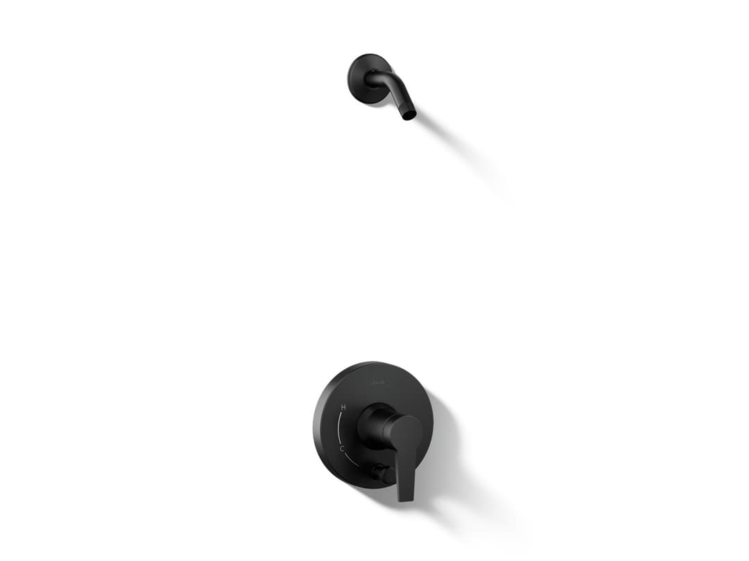 Kohler Pitch Rite-Temp shower trim kit with push-button diverter, less showerhead - Matte Black by Kohler