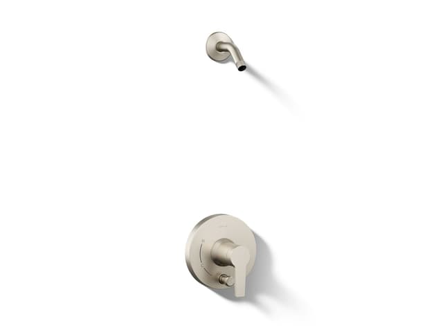 Kohler Pitch Rite-Temp shower trim kit with push-button diverter, less showerhead - Vibrant Brushed Nickel