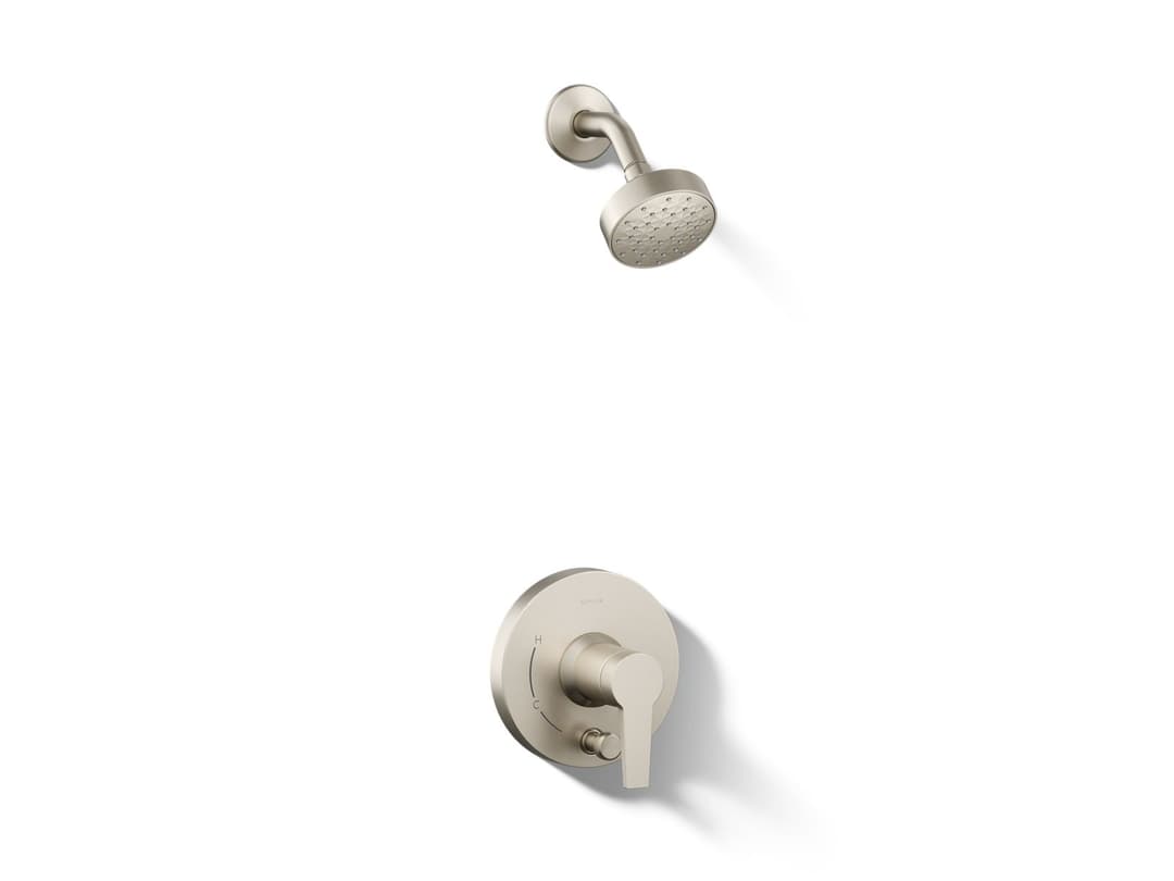 Kohler Pitch Rite-Temp shower trim kit with push-button diverter, 1.75 gpm - Vibrant Brushed Nickel by Kohler