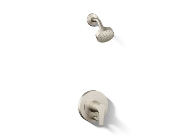 Kohler Pitch Rite-Temp shower trim kit with push-button diverter, 1.75 gpm - Vibrant Brushed Nickel