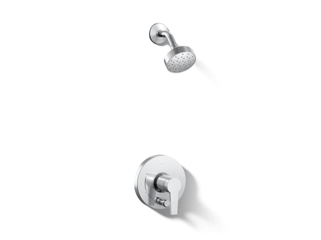 Kohler Pitch Rite-Temp shower trim kit with push-button diverter, 1.75 gpm - Polished Chrome