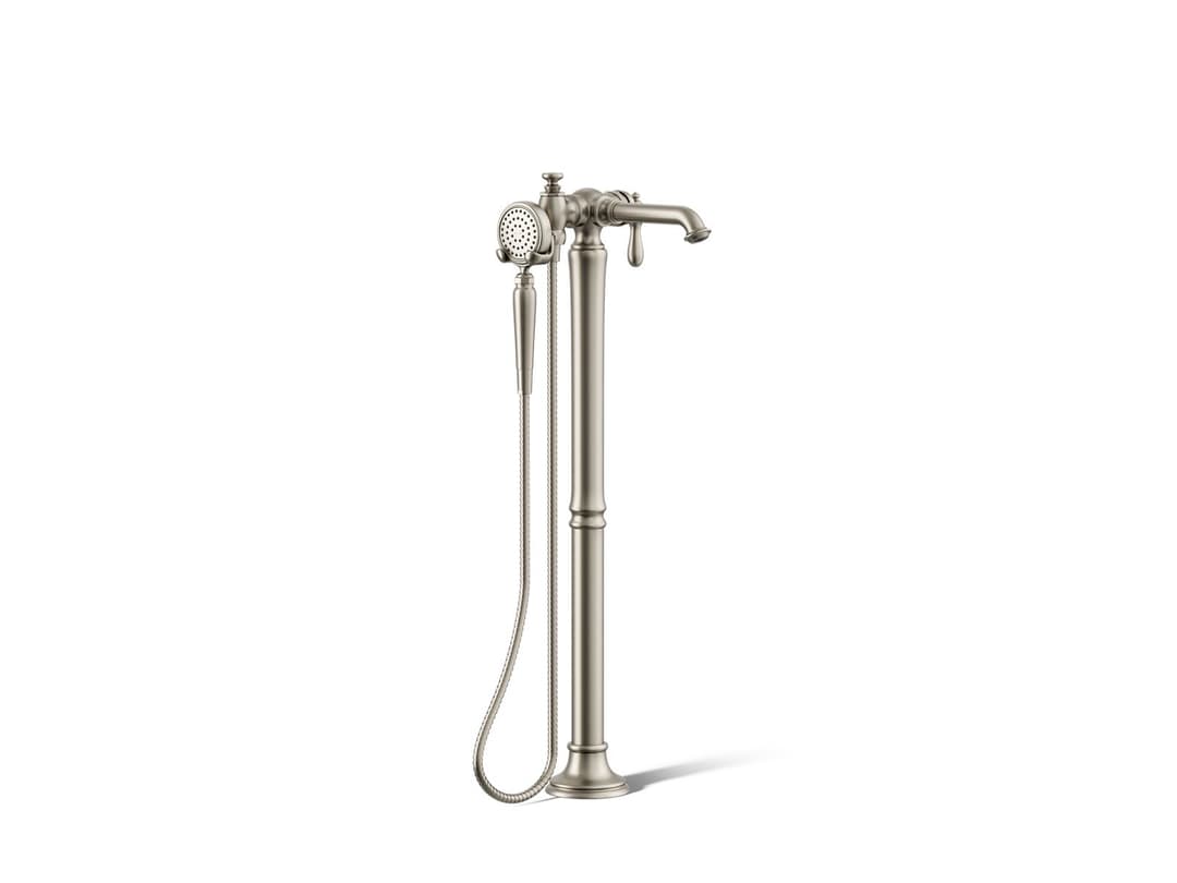 Kohler Artifacts Floor-mount bath filler trim with handshower - Vibrant Brushed Nickel by Kohler