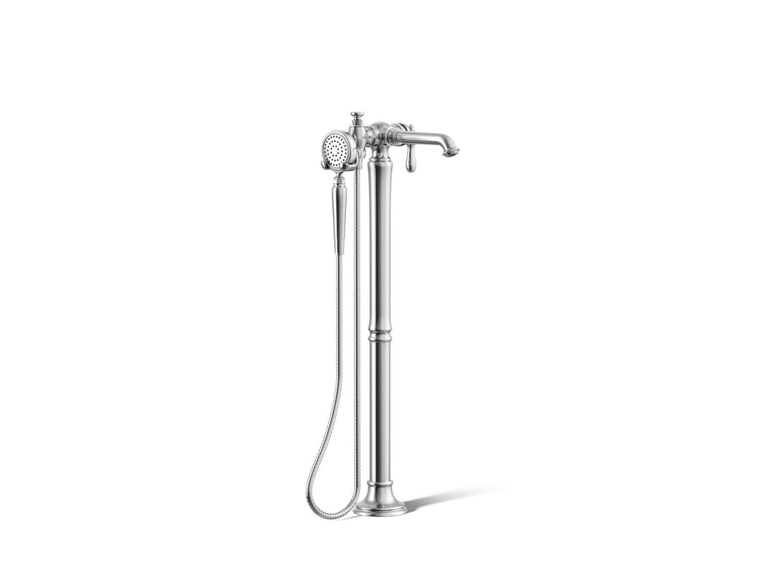 Kohler Artifacts Floor-mount bath filler trim with handshower - Polished Chrome by Kohler