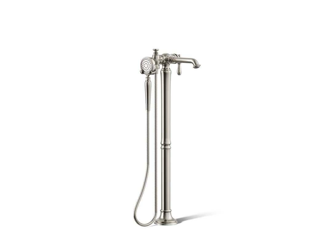 Kohler Artifacts Floor-mount bath filler trim with handshower - Vibrant Polished Nickel by Kohler