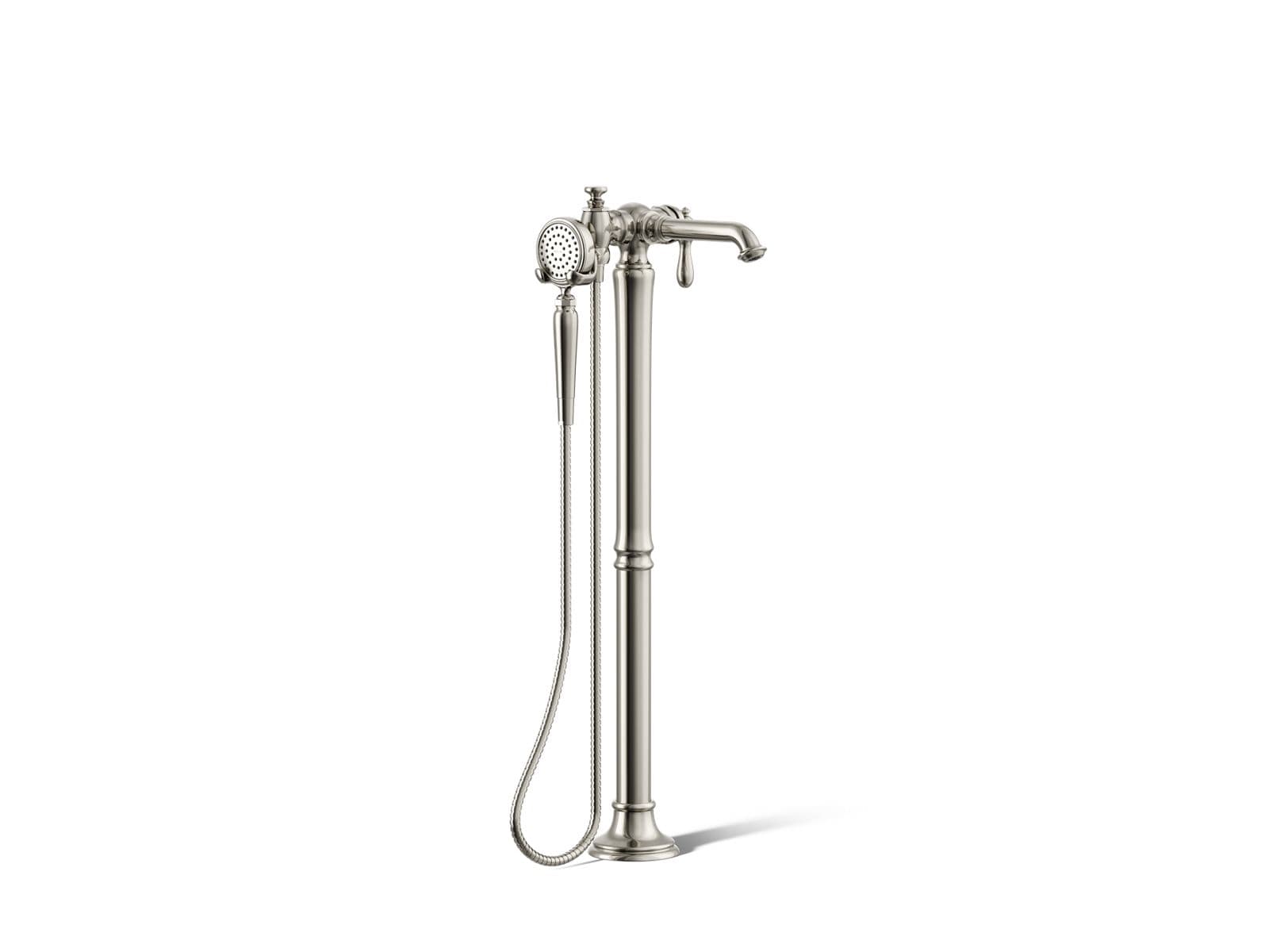 Kohler Artifacts Floor-mount bath filler trim with handshower - Vibrant Polished Nickel by Kohler