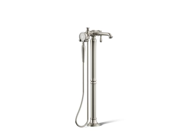 Kohler Artifacts Floor-mount bath filler trim with handshower - Vibrant Polished Nickel
