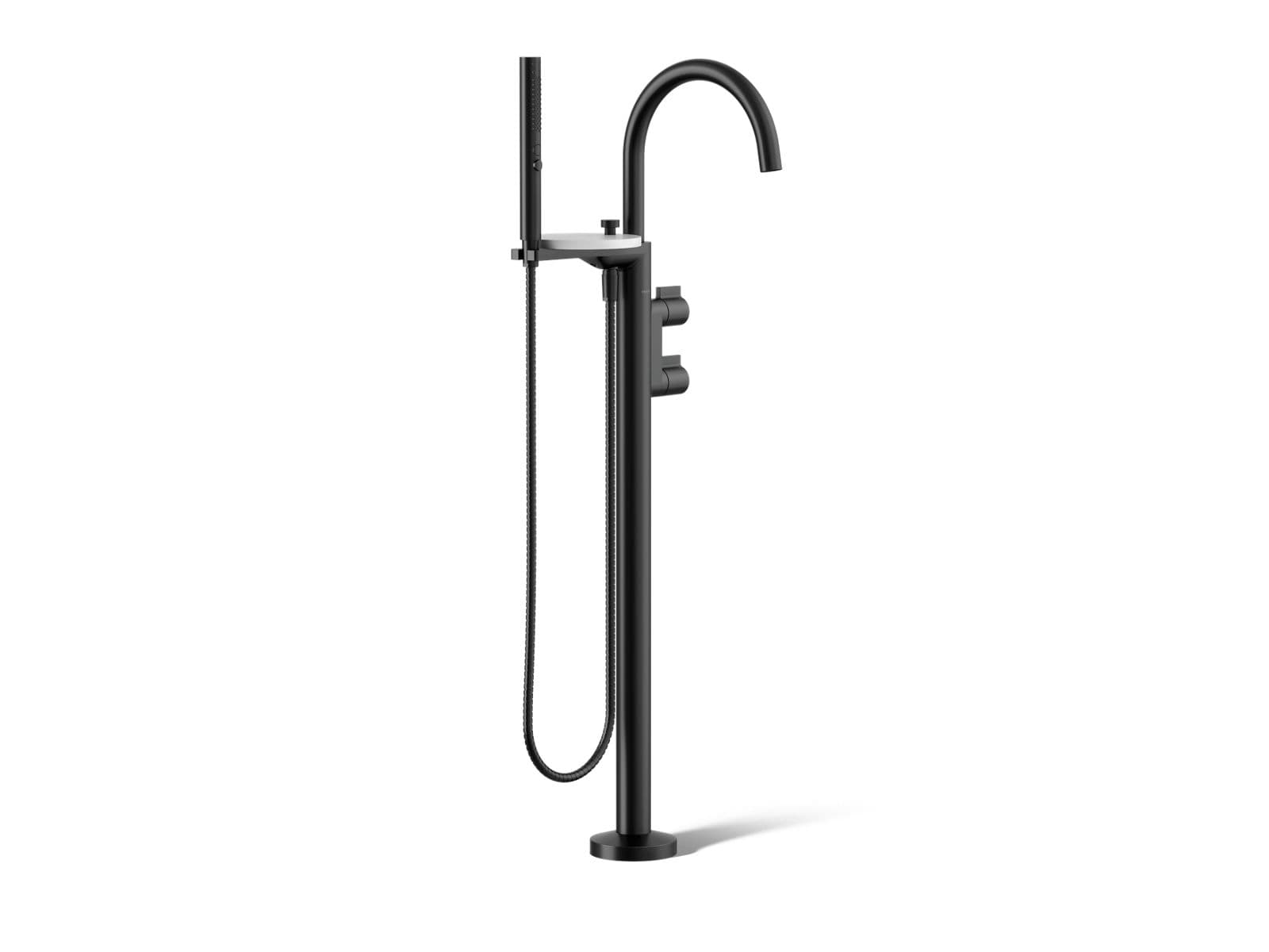 Kohler Components Floor-mount bath filler trim with lever handles and handshower - Matte Black by Kohler
