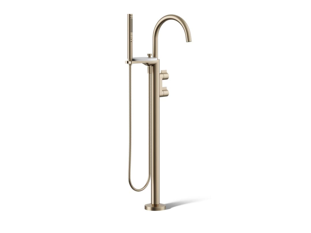 Kohler Components Floor-mount bath filler trim with lever handles and handshower - Vibrant Brushed Bronze by Kohler