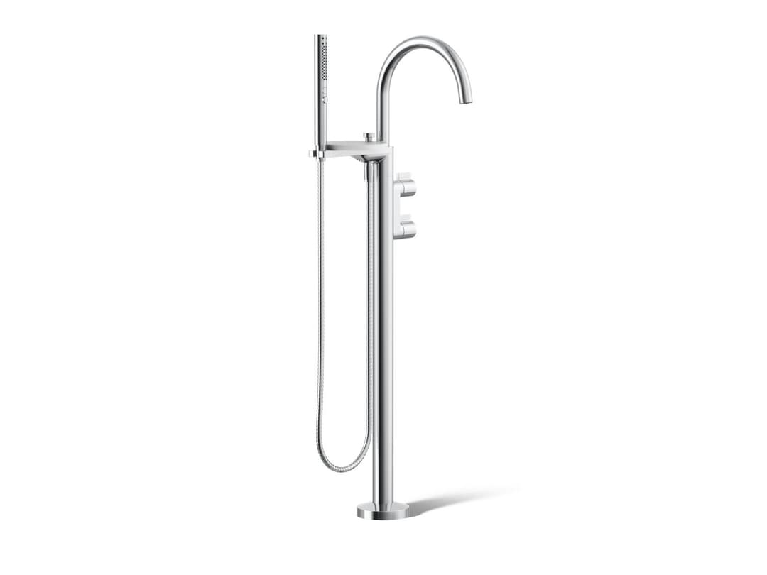 Kohler Components Floor-mount bath filler trim with lever handles and handshower - Polished Chrome by Kohler