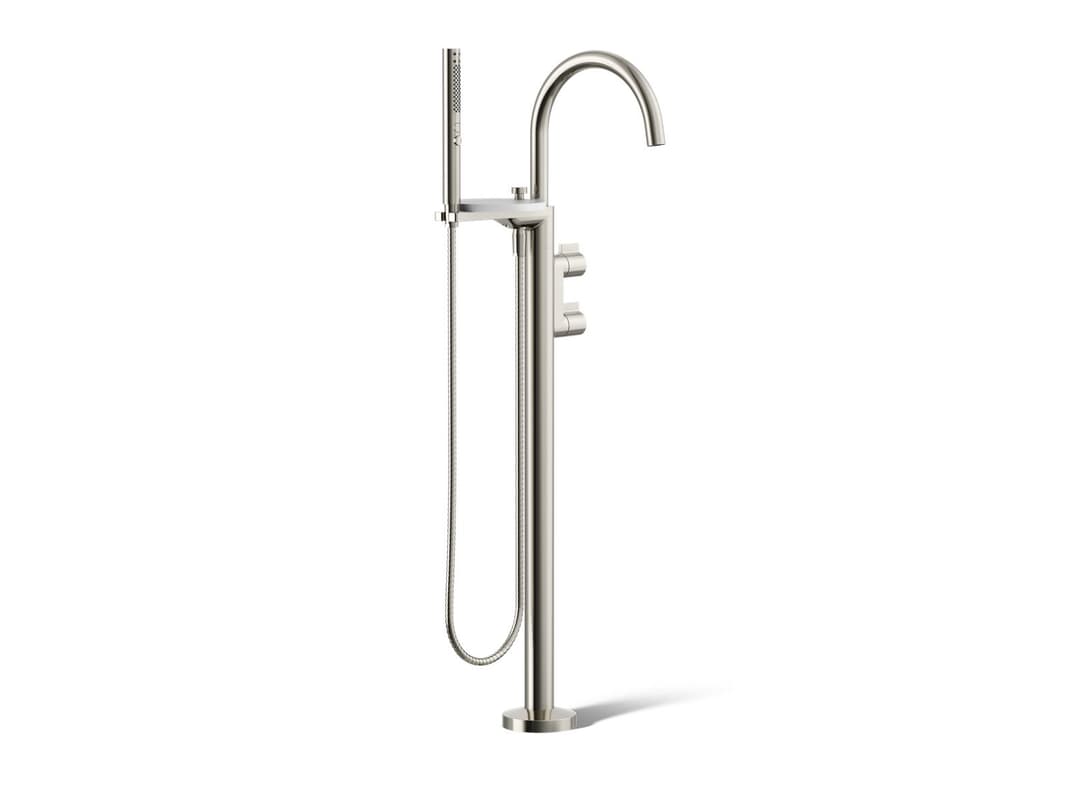 Kohler Components Floor-mount bath filler trim with lever handles and handshower - Vibrant Polished Nickel by Kohler