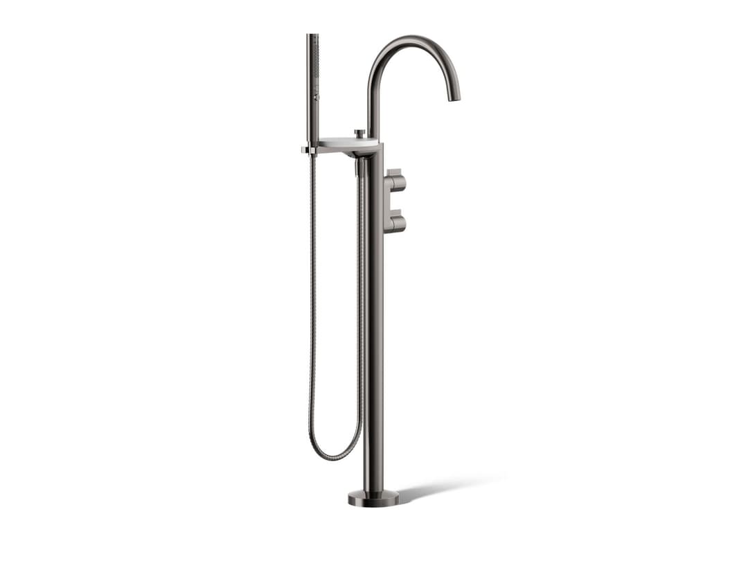 Kohler Components Floor-mount bath filler trim with lever handles and handshower - Vibrant Titanium by Kohler