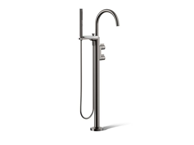 Kohler Components Floor-mount bath filler trim with lever handles and handshower - Vibrant Titanium