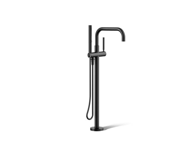 Kohler Purist Floor-mount bath filler trim with handshower - Matte Black