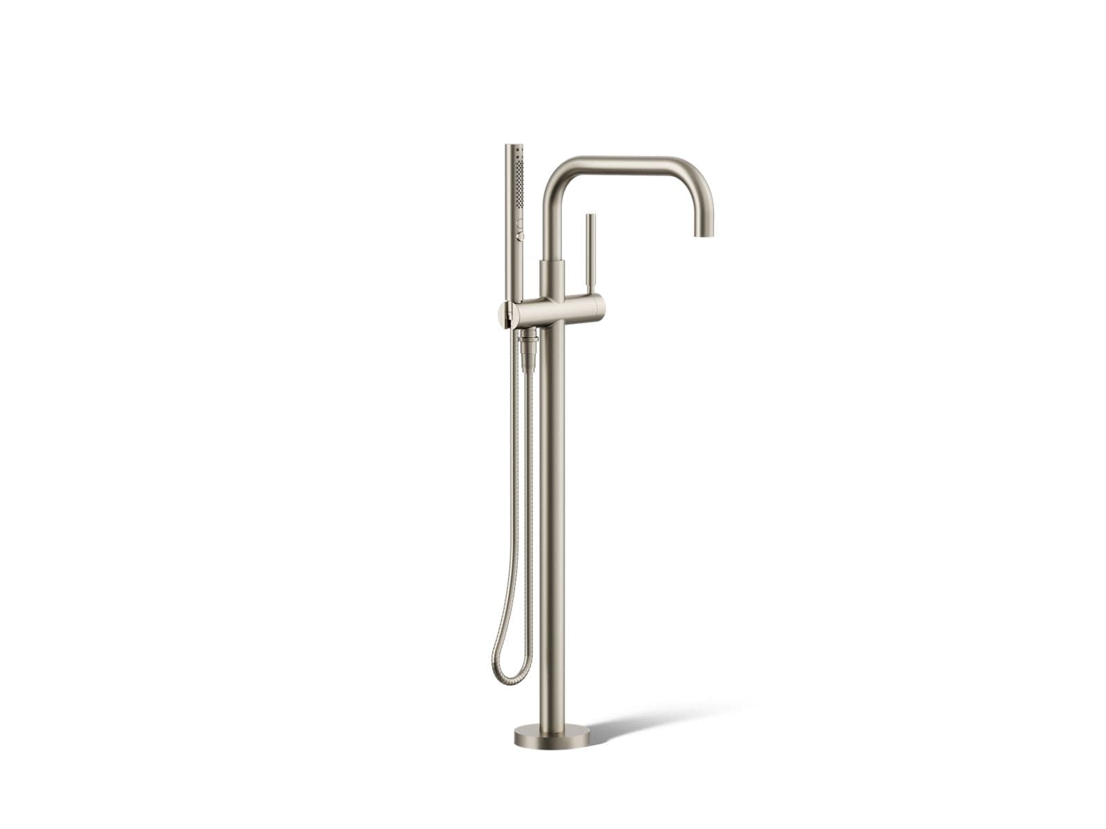 Kohler Purist Floor-mount bath filler trim with handshower - Vibrant Brushed Nickel by Kohler