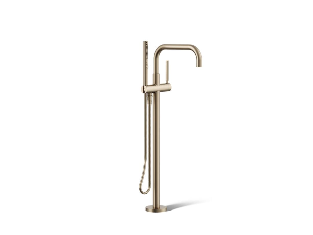 Kohler Purist Floor-mount bath filler trim with handshower - Vibrant Brushed Bronze by Kohler