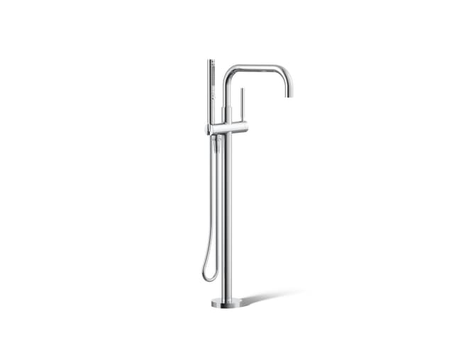 Kohler Purist Floor-mount bath filler trim with handshower - Polished Chrome