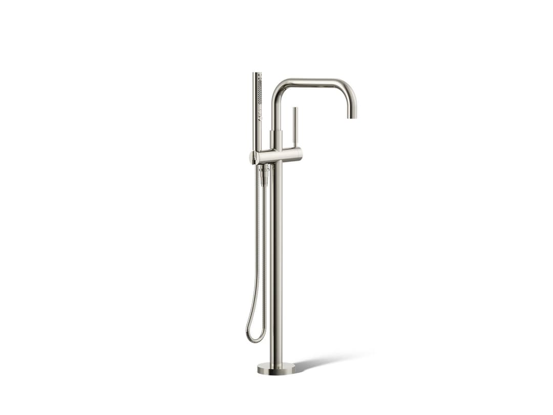 Kohler Purist Floor-mount bath filler trim with handshower - Vibrant Polished Nickel by Kohler