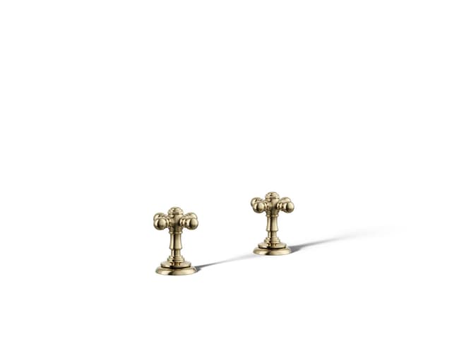 Kohler Artifacts Deck-mount bath faucet handle trim with Cross design - Vibrant French Gold