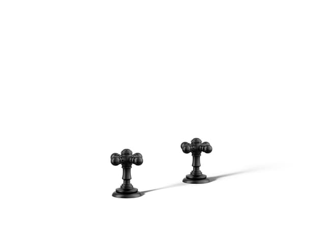 Kohler Artifacts Deck-mount bath faucet handle trim with Cross design - Matte Black
