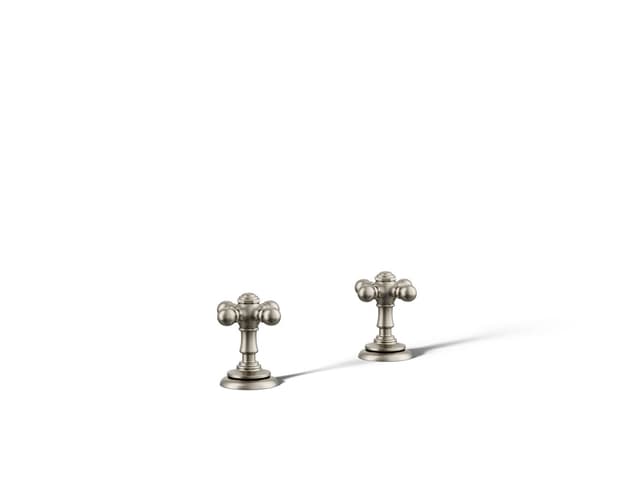 Kohler Artifacts Deck-mount bath faucet handle trim with Cross design - Vibrant Brushed Nickel