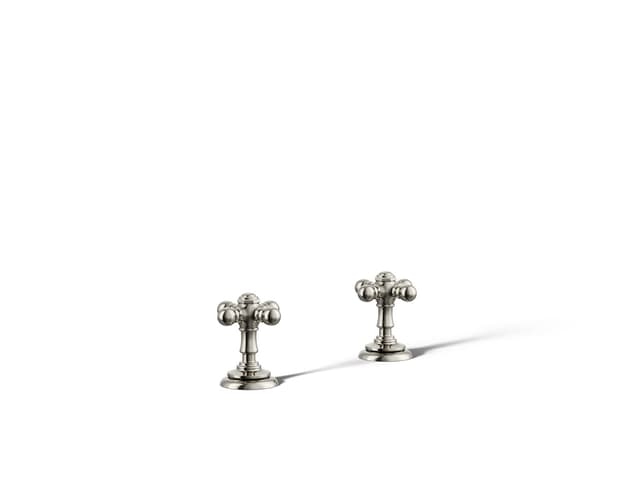 Kohler Artifacts Deck-mount bath faucet handle trim with Cross design - Vibrant Polished Nickel