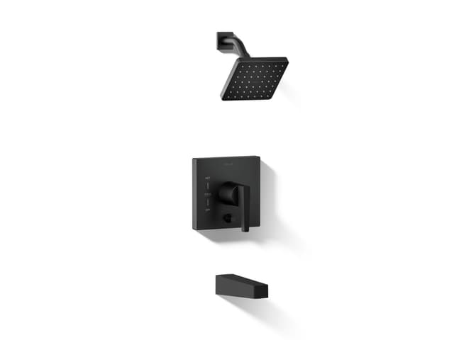 Kohler Honesty Rite-Temp bath and shower trim kit with push-button diverter, 1.75 gpm - Matte Black
