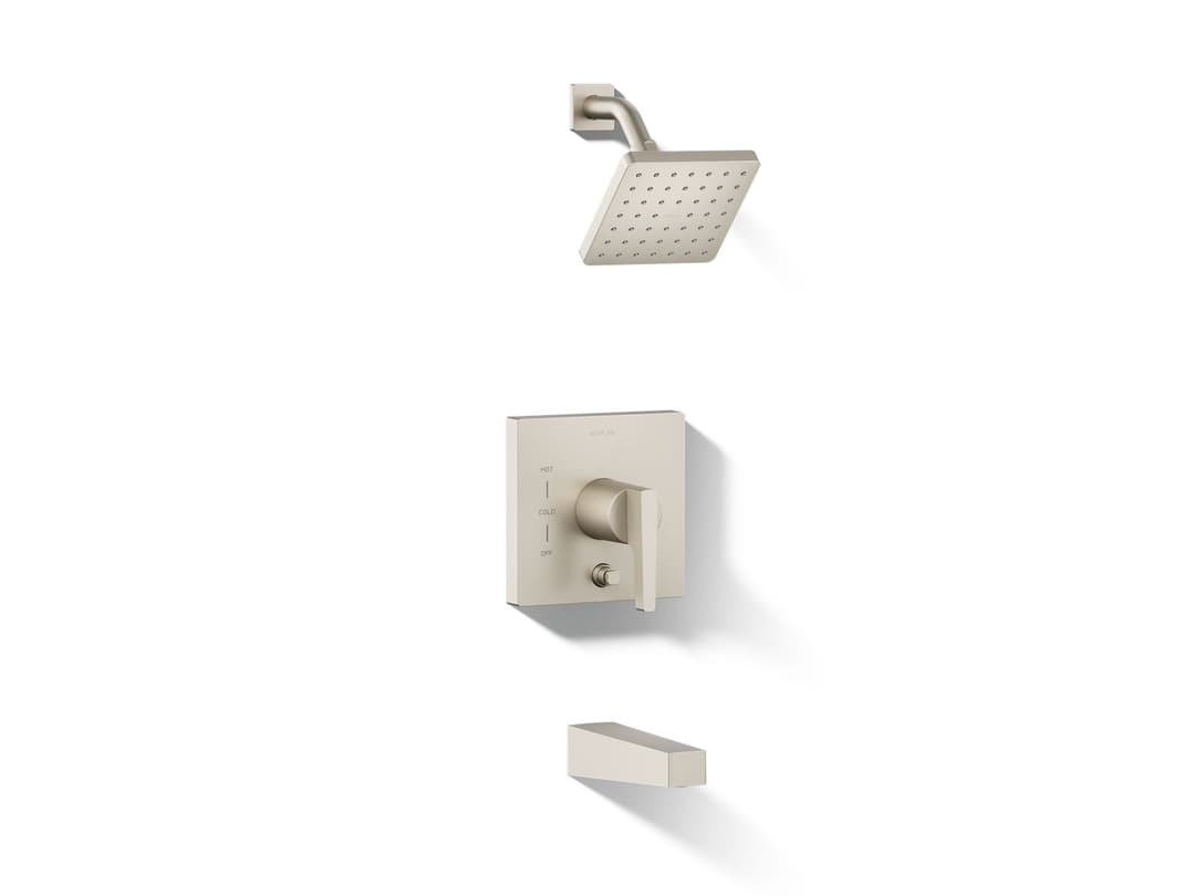 Kohler Honesty Rite-Temp bath and shower trim kit with push-button diverter, 2.5 gpm - Vibrant Brushed Nickel by Kohler