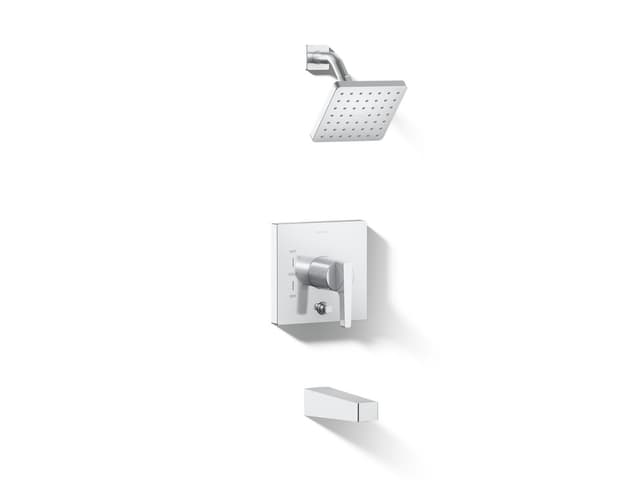 Kohler Honesty Rite-Temp bath and shower trim kit with push-button diverter, 1.75 gpm - Polished Chrome