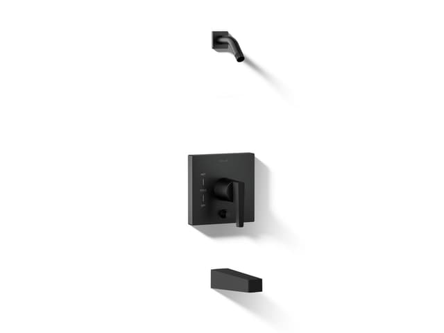 Kohler Honesty Rite-Temp bath and shower trim kit with push-button diverter, without showerhead - Matte Black
