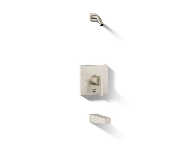 Kohler Honesty Rite-Temp bath and shower trim kit with push-button diverter, without showerhead - Vibrant Brushed Nickel