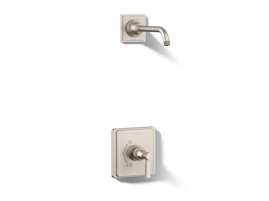 Kohler Pinstripe Pure Rite-Temp shower trim kit with lever handle, without showerhead - Vibrant Brushed Nickel by Kohler